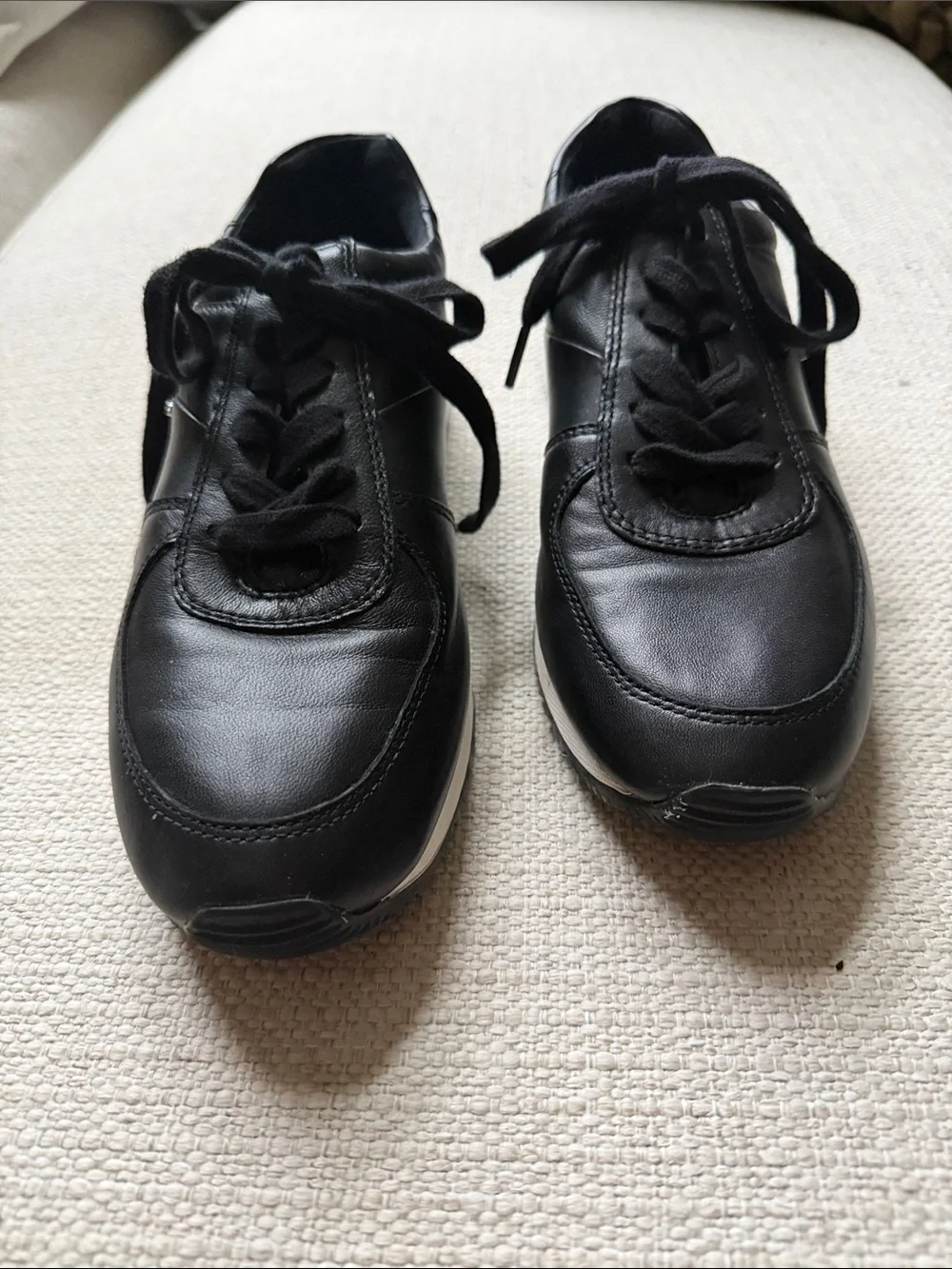 Michael Kors Black Leather Lace-Up Sneakers